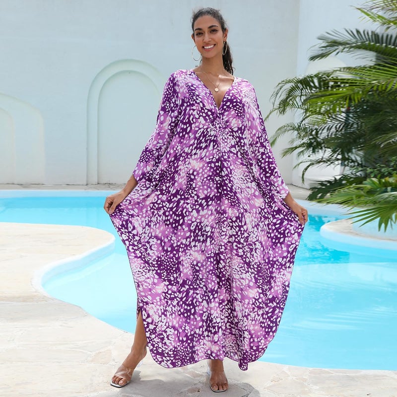 KEYLORTING Women's Plus Size Kaftan Dress – Plus Size Maxi Dress Moo Moos Beach Cover Up,Bathing Suit Cover-Up Loungewear - Image 5